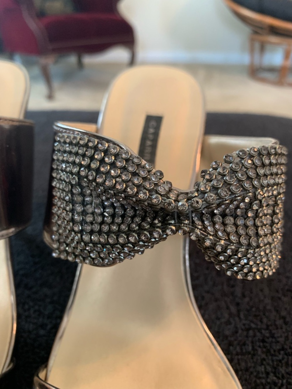 Caparros Silver Bow-Embellished Mule Sandals - Picture 6 of 9